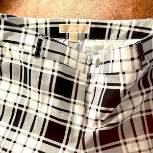 Black and white plaid pants. Full length Michael Kors silver button